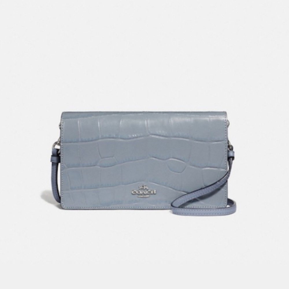 Coach Hayden Foldover Crossbody Clutch with Crocodile-Embossed Leather